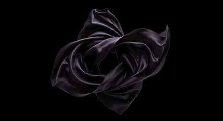 Elegant Black Satin Fabric Folded in Artistic Composition on Dark Background