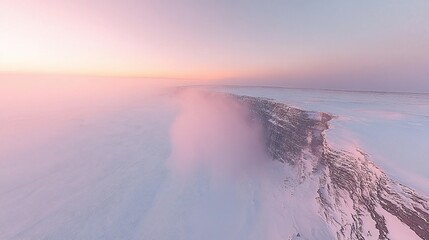 Arctic Sunrise Over Snowy Cliffs