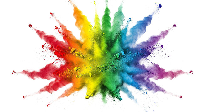 Regenbogen-Farbpulver-Explosion auf transparenten  Hintergrund, PNG