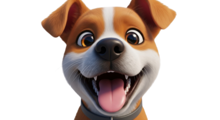 Happy dog cartoon character illustration isolated PNG with Transparent Background