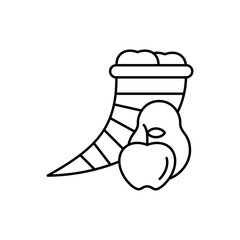 Cornucopia icon, harvest and food, basket sign, vector graphics.