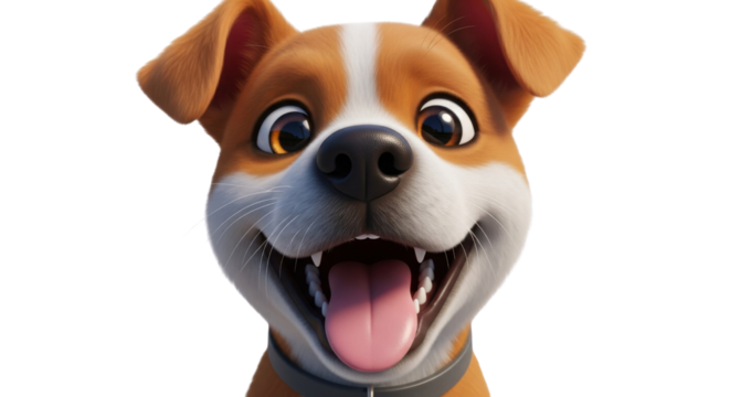Happy dog cartoon character illustration isolated PNG with Transparent Background - Powered by Adobe