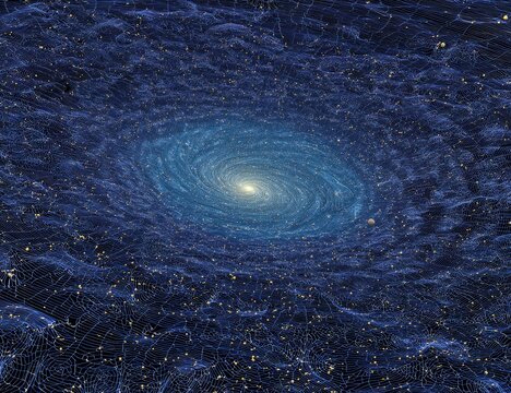 Spiral galaxy, digital artwork, cosmic, network
