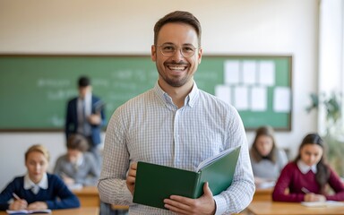 Happy Teacher with Students in Classroom on Back to School Day" students in classroom DAY BACK TO SCHOOL  TEACHER ARE VERY HAPPY 