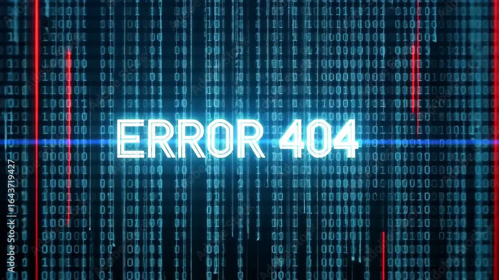 Poster digital data stream with error messages and futuristic graphical interface