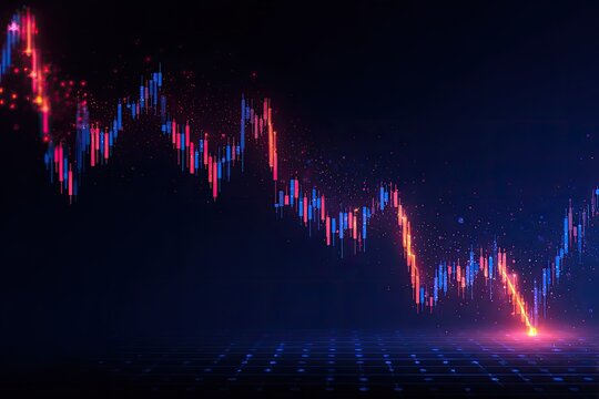 Dark financial chart, declining trend