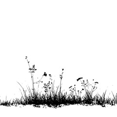 Silhouette grass and weeds vector art for graphic design projects and nature themed digital illustration work
