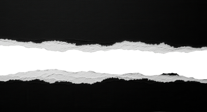 Torn black paper showing white space isolated PNG with Transparent Background - Powered by Adobe