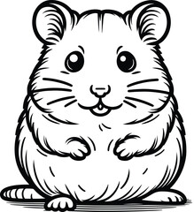 Hamster outline art vector illustration isolated on a white background