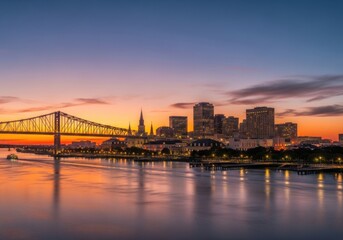 Captivating New Orleans Skyline Embraces a Serene Twilight Aesthetic View