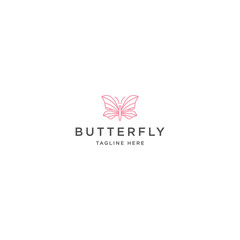 Butterfly line art logo design template