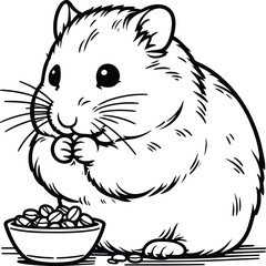 Hamster outline art vector illustration isolated on a white background