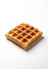 Golden waffle delight on pristine white backdrop showcasing its perfect grid structure