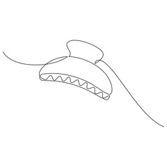 Hand drawn hair claw clip vector. One line continuous drawing. Linear silhouette, minimal fashion icon, beauty fashion print, banner, card, poster, brochure, doodle illustration, shop sign, logo.