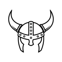 Fototapeta premium Viking Helmet Icon, Horned Barbarian Warrior Headgear, Mythological Warrior Graphic