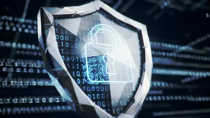 Digital shield and padlock symbol represent data security - Powered by Adobe