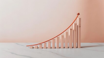 Minimalist Business Growth Chart with Rising Arrow Representing Success Progress and Positive Trends on a Clean Modern Background for Financial and Economic