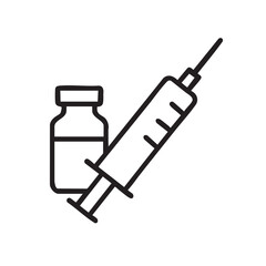 Vaccine Vial and Syringe Vector Icon Illustration for Medical Purposes and Health Campaigns on White Background