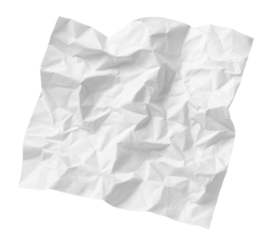 White crumpled and creased paper.