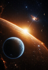 Obraz premium Photo space nebula astronomical scene with Exoplanet 