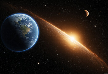 Naklejka premium Photo space nebula astronomical scene with Exoplanet