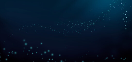 Deep sea blue illustration background realism. Dark deep and scary ocean banner.