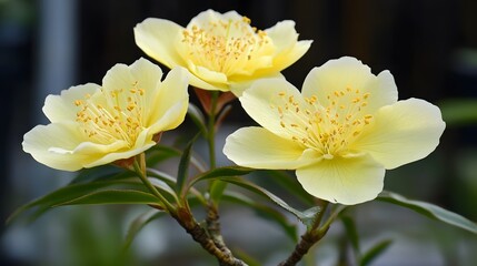 Obraz premium Stunning Pale Yellow Flowers Close Up Blossom Macro Photography