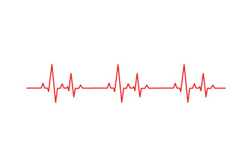  red electrocardiogram line representing a heartbeat or pulse, symbolizing health, life, and medical monitoring
