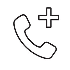 Emergency Call Icon in Black and White Minimalist Medical Assistance Symbol for Help and Support Communication