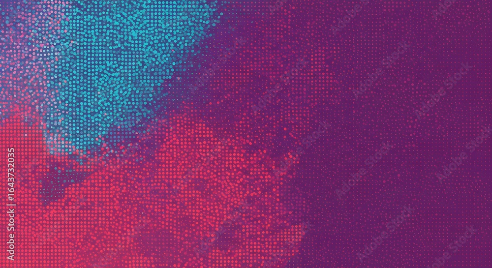 Poster abstract background with teal and pink dots fading into a purple gradient pattern design effect