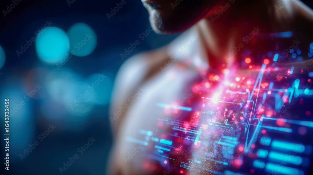 Aufkleber digital futuristic healthcare interface with holographic medical data and technology-driven diagnost