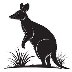 black australian megafauna Silhouette Vector, High Quality Illustration on White Background