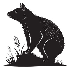 black australian megafauna Silhouette Vector, High Quality Illustration on White Background