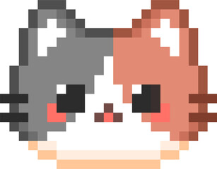 Calico Black and Brown Cat Pixel Art