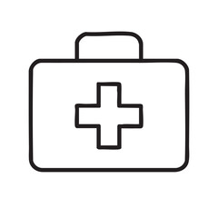 Minimalist First Aid Kit Icon in Black and White for Healthcare and Emergency Preparedness Graphic Design Element