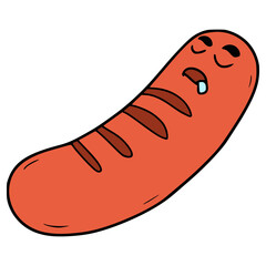 sausage character illustration hand drawn isolated vector