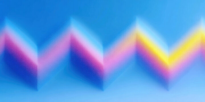 Abstract chevron pattern with soft gradient, blue background, vibrant pink, purple, yellow, modern minimal style, dreamy mood - Powered by Adobe