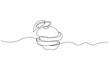 Drawing apple. Fruits are healthy food. One line drawing. Continuous one single minimal line drawing apple