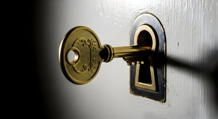 Golden key unlocking secrets and opportunities in a world of possibilities and success
