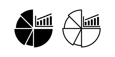 Pie Chart icon set. Simple Flat Design Pie Chart with Bar Graph Icon Illustration