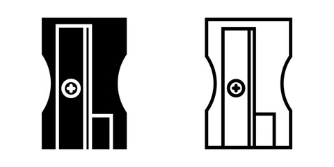 Pencil Sharpener icon set. Minimalist Flat Design Pencil Sharpener Stationary Tool Outline Simple Graphic