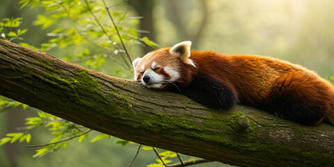 Red panda photo, red panda wildlife image, cute red panda picture, exotic animal photo, forest panda picture, adorable panda image, rare animal photography, panda on tree branch photo, endangered spec