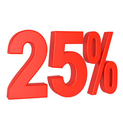 Twenty-five percent discount, promotional offer, special price on transparent background