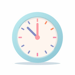 Modern Blue Clock Illustration Showing Accurate Time on White Background