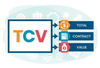 TCV - total contract value. acronym business concept. vector illustration concept with keywords and icons. lettering illustration with icons for web banner, flyer, landing page, presentation