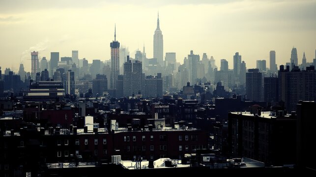 City skyline, hazy day