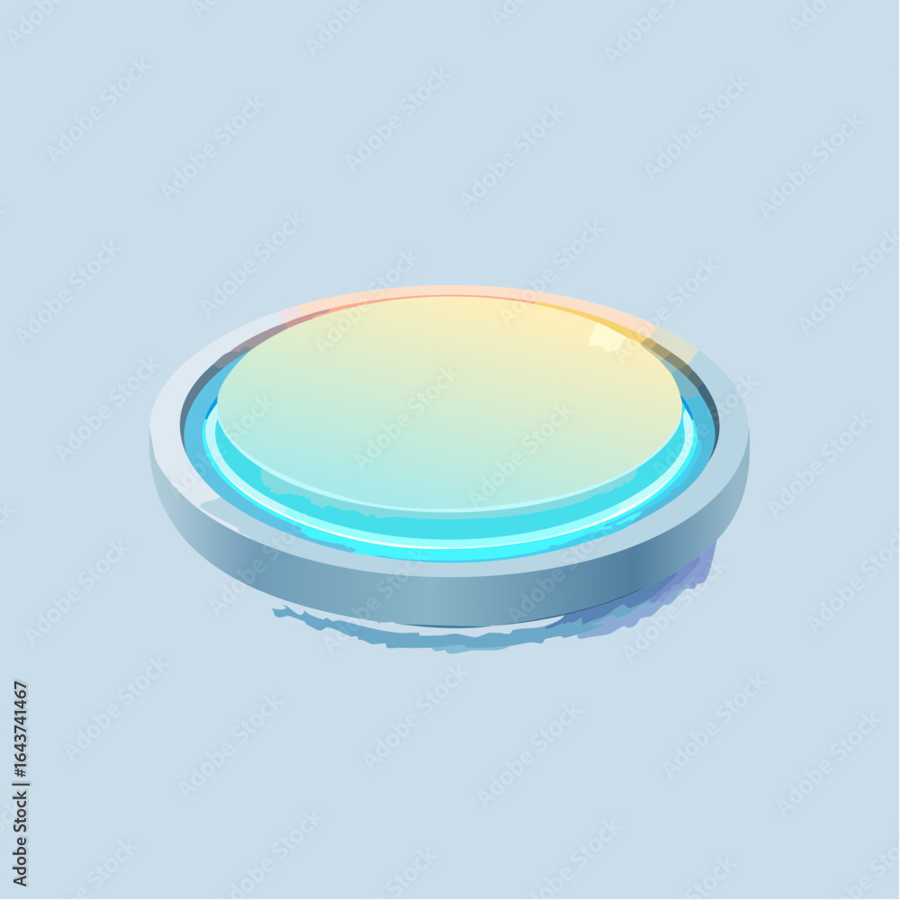 Poster abstract holographic button with gradient effect and futuristic design
