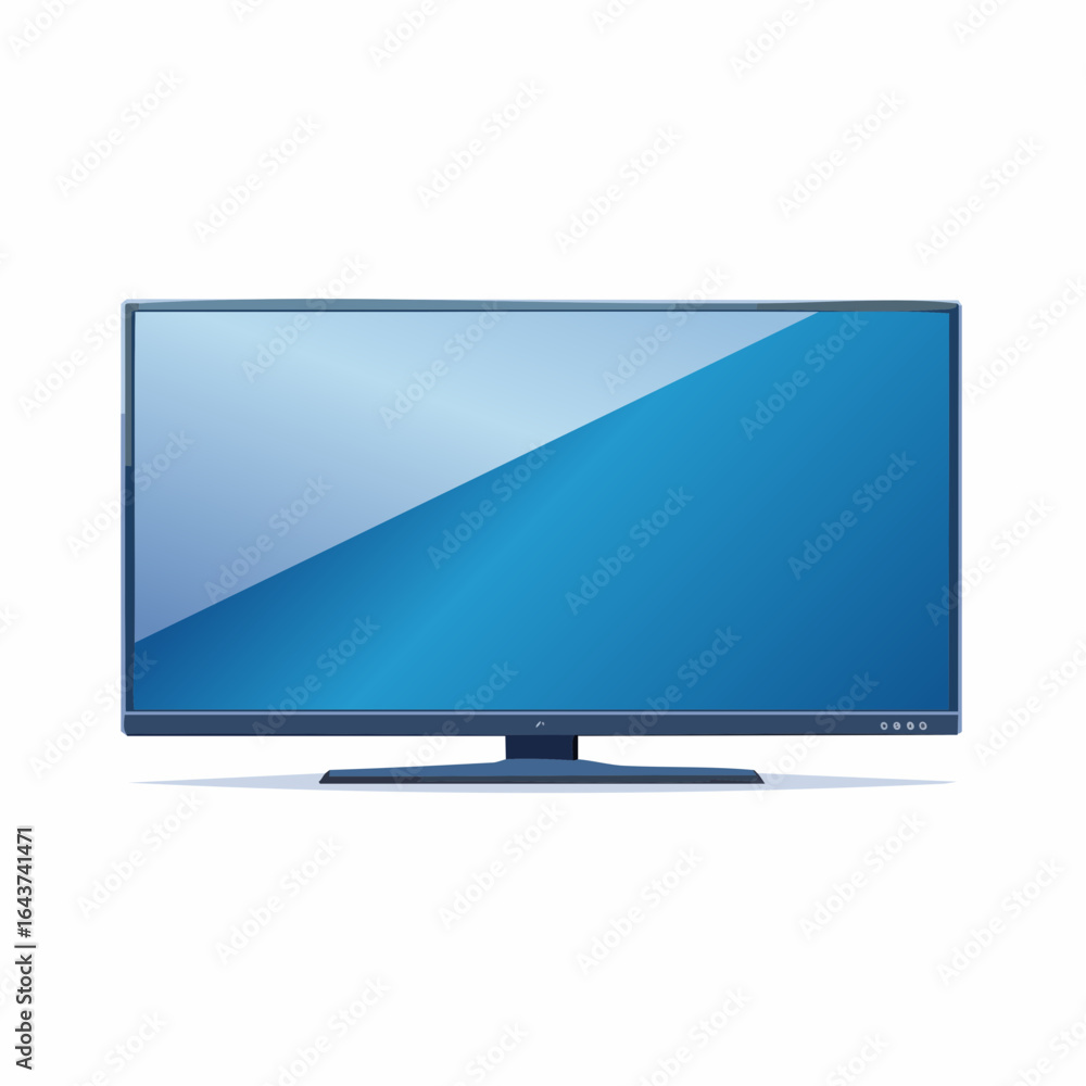 Poster modern blue screen display computer monitor on a white background
