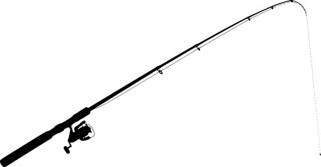 fishing rod silhouette, fishing rod icon, vector illustration