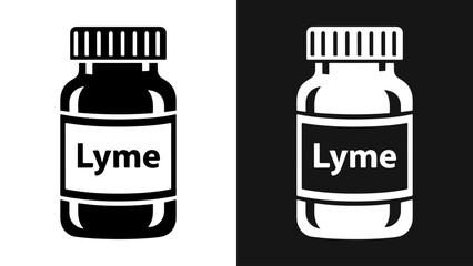 Lyme disease medicine bottle icon in black and white, vector illustration